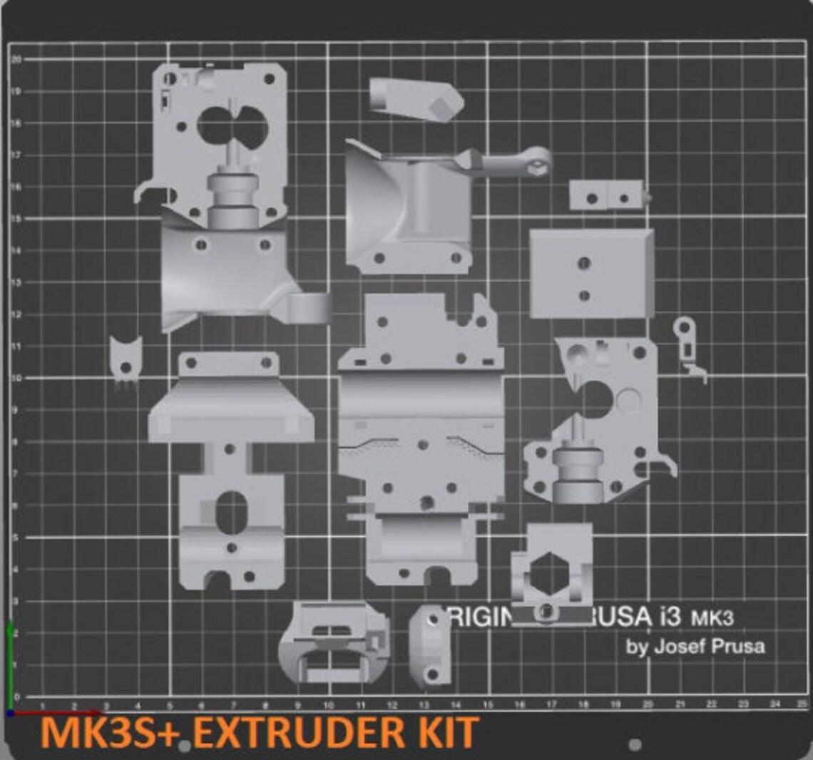 PRUSA MK2.5 / MK2 / MK3 / MK3S / MK3S Extruder Upgrade / Replacement Set Printed in PETG / PC ...