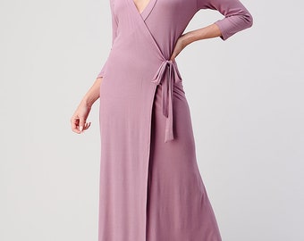 long sleeve jersey wrap dress