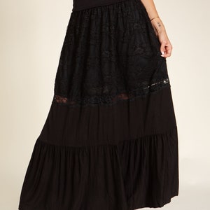 Boh. Lace Tiered Ruffle Maxi Skirt