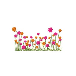 Field flowers machine embroidery design, minimalist style