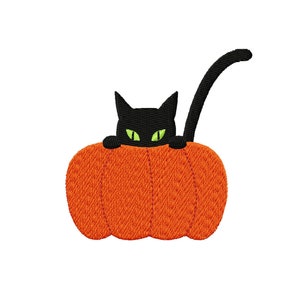 Machine embroidery design Cat on a Pumpkin - Halloween Embroidery Pattern