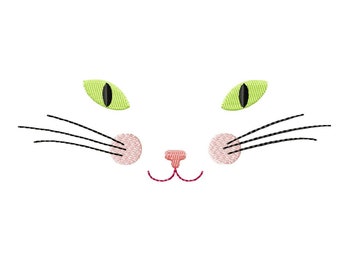 Kitten Face Machine Embroidery Design - Cute Cat Eyes Embroidery Pattern