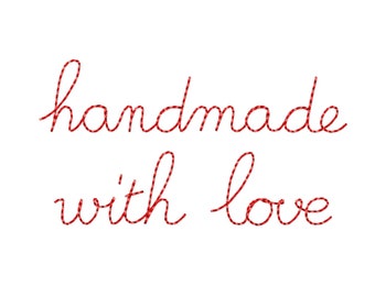 Handmade With Love Machine Embroidery Design In Cursive Writing