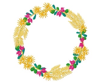 Flowers with Wheat Spikes Machine Embroidery Design