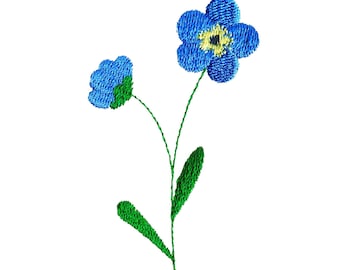 Blue Flowers Machine Embroidery Design | Forget-Me-Not Pattern for Embroidery Machine simple and quick