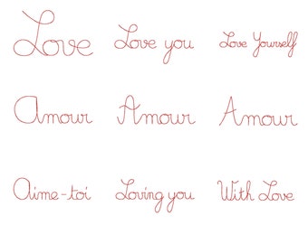 Machine Embroidery Design Bundle 11 Love Messages - Digital Embroidery Patterns Set