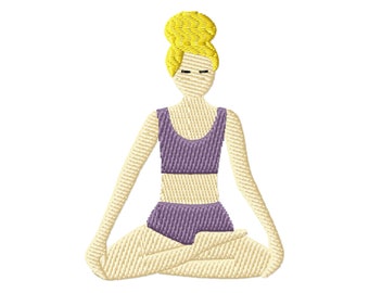 Lotus Yoga Posture Digital Embroidery Model