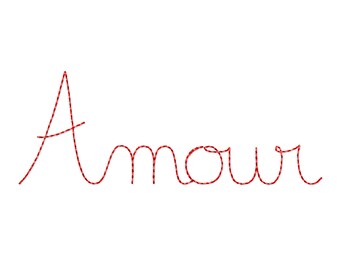 Machine Embroidery Design Amour - Positive Message Digital Embroidery File Cursive Writing in French