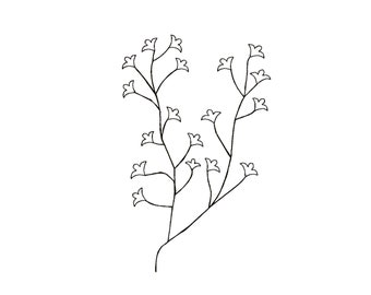 Monochrome flowers branch machine embroidery design