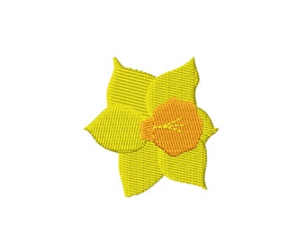Narcissus Machine Embroidery Design - Small Yellow flower - 5 sizes included