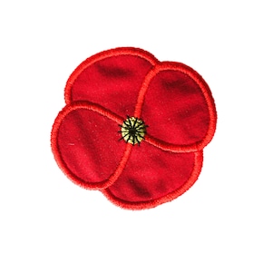 Machine Embroidery Applique Flower Poppy in 5 sizes - Red Flower Digital Embroidery Pattern