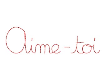 Machine Embroidery Design Aime-toi in cursive writing