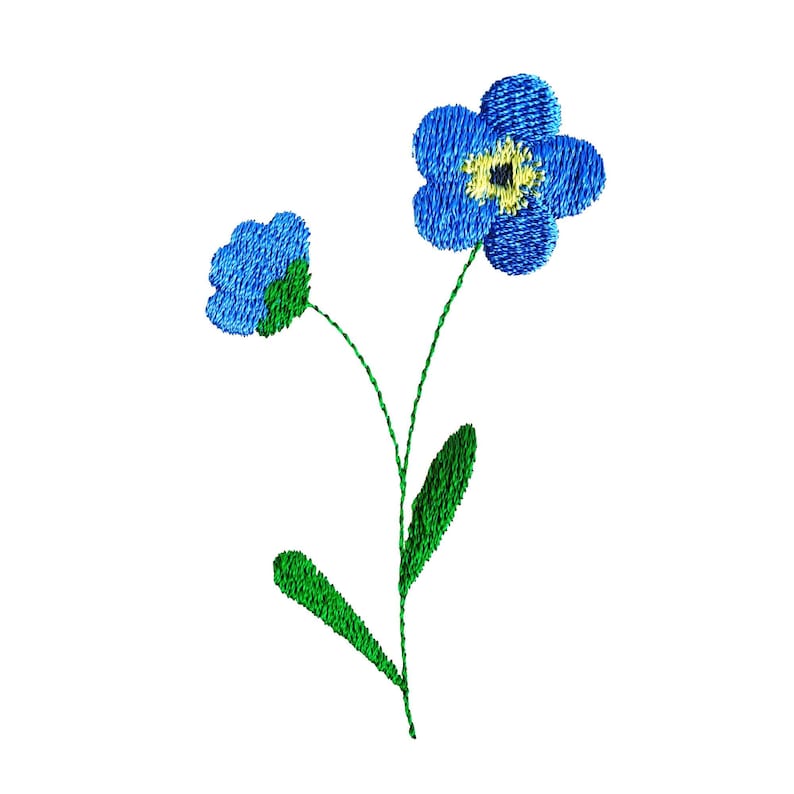 Broderie de fleur bleue myosotis