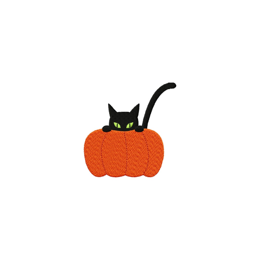 Machine Embroidery Design Cat on a Pumpkin - Halloween Embroidery ...