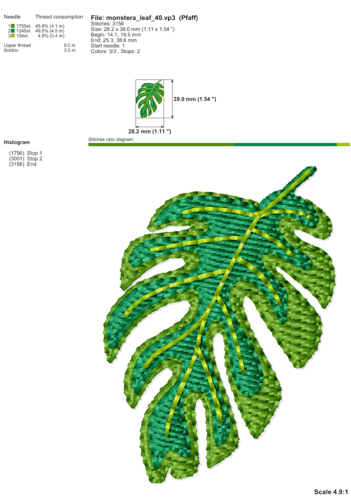 Machine Embroidery Design Monstera Leaf Tropical Plant Etsy
