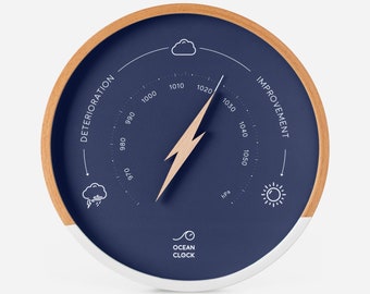 Navy blue wood weather BAROMETER