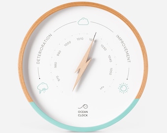 White and turquoise wood weather BAROMETER