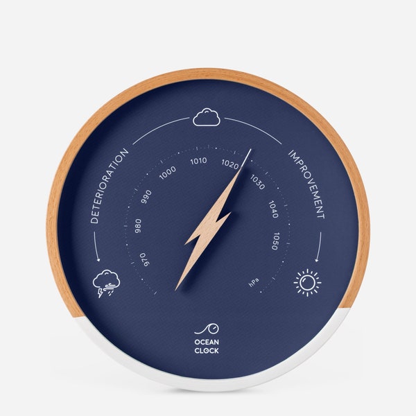 Navy blue wood weather BAROMETER