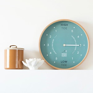 Turquoise wood Tide Clock CUSTOM image 1