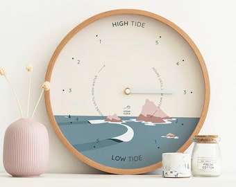 Ocean wood tide Clock CUSTOM