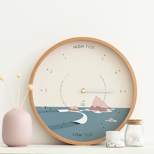 Ocean wood tide Clock CUSTOM image 1