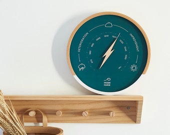 Peacock blue wood weather BAROMETER