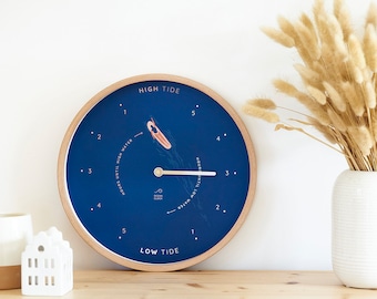 Blue surf wood tide Clock CUSTOM