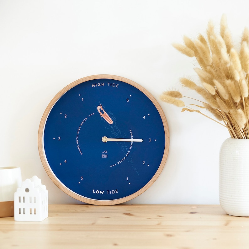 Blue surf wood tide Clock CUSTOM image 1