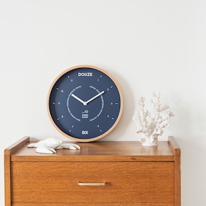 Navy Blue wood Silent Wall Clock