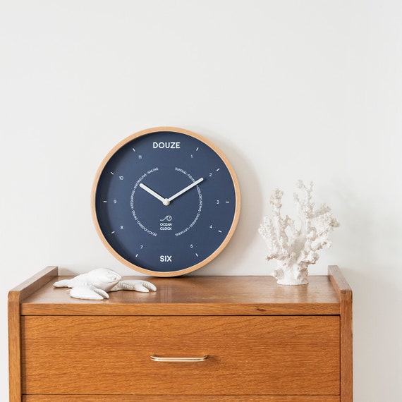Navy Blue Wood Silent Wall Clock - Etsy