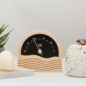 Weather thermometer indoor wooden black design CUSTOMIZABLE