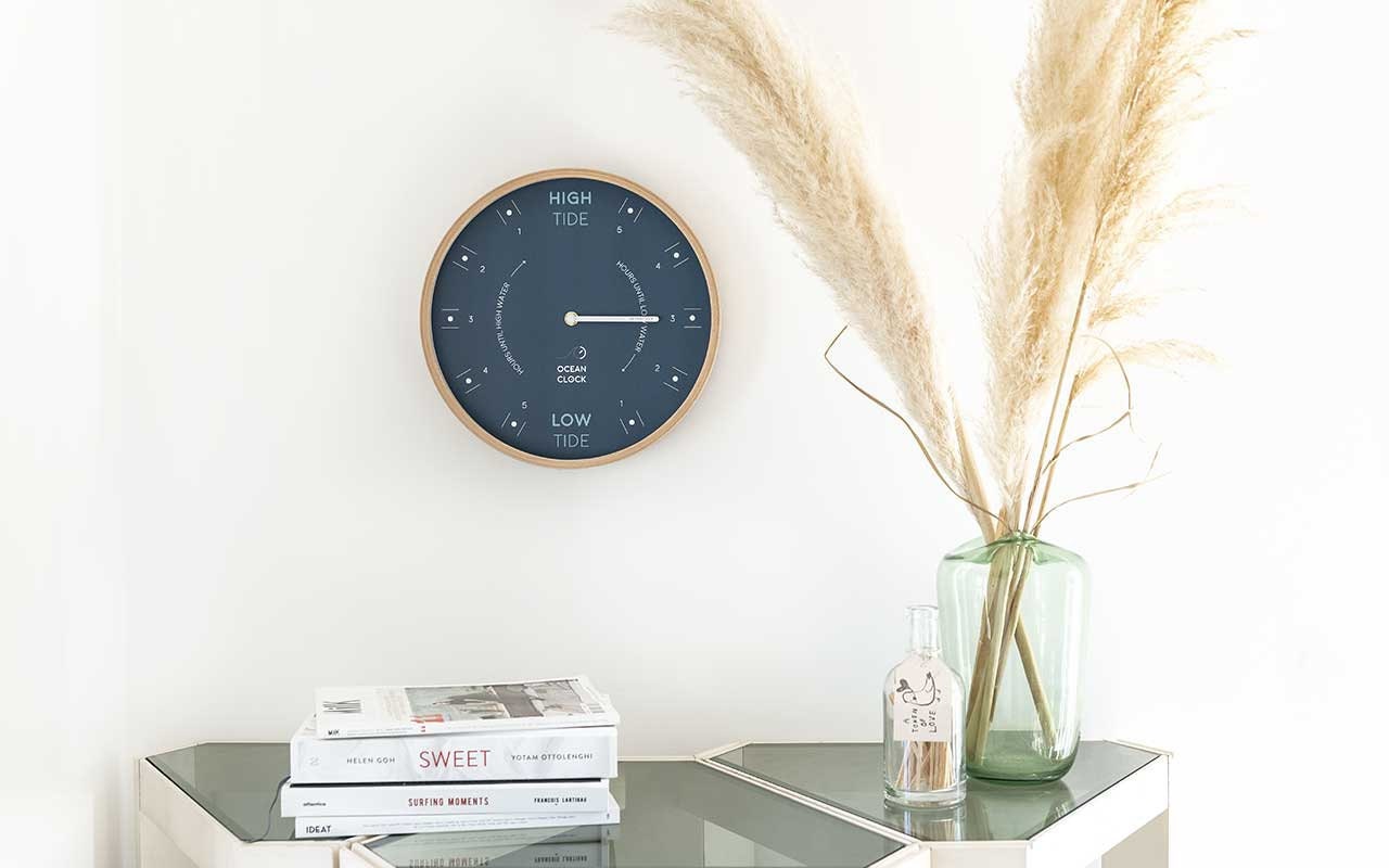 Dark Blue Tide Clock STORM - Silent movement