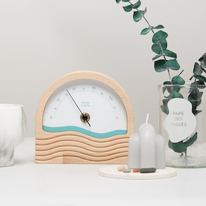 Weather thermometer indoor wooden white design CUSTOMIZABLE