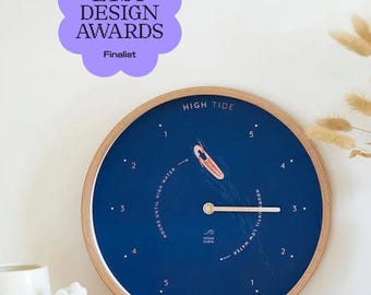Blue surf wood tide Clock CUSTOM