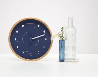 Moon phases Clock | Lunar Clock | Custom Wood Clock | Coastal Wall Decor | New Home Gift | Minimalist Wall Clock