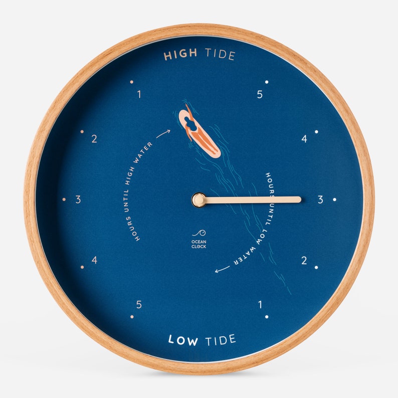 Blue surf wood tide Clock CUSTOM image 2