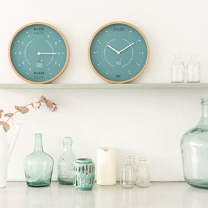 Arctic Blue wood Silent Wall Clock