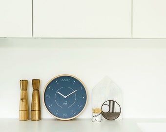 Dark Blue wood Silent Wall Clock