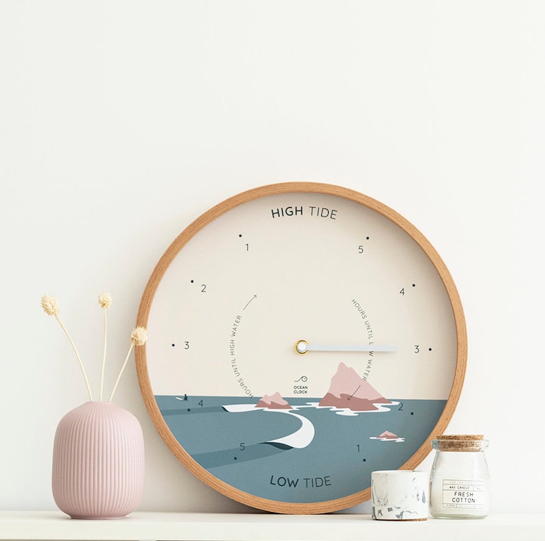 Ocean wood tide Clock CUSTOM image 1