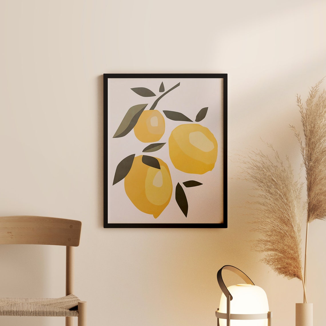 Lemon Wall Art Modern Abstract Botanical Lemon Kitchen Decor Etsy