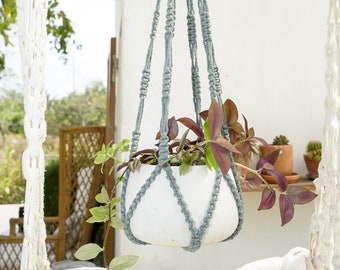 Stock clear - Long Plant hanger Macrame, No tassel, Tassless, Hanging plant holder, Hanging planter indoor, plant mom gifts, boho, No fringe