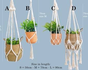 Long large plant hanger macrame, Plant holder, hanging planter indoor, no tassel, plant lover gift, gift for mom, housewarming, boho garden