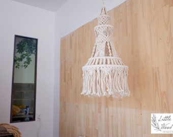 Macrame lamp shade/ Macrame chandelier /hanging pendant light / Macrame light fixture/ hanging bedside lamp/ vintage, boho, farmhouse decor