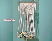 Macrame Cat Hammock with cushion Cat window hammock Hanging Cat bed Boho Cat house Cat wall furniture Cat lover gifts Macrame Cat cave