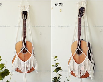 Macrame Guitar Hanger, Guitar Wall Hanger, Macrame Ukulele hanger, Guitar holder, Guitar Wall Mount, Boho birthday gift for her, Guitar room