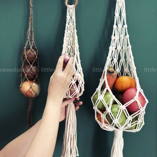 Macrame Storage Basket Wall Hanging Fruit & Vegetable Hanging Etsy