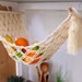 The original Macrame Fruit hammock, Veggie Hammock, Hanging fruit Basket, Fresh produce Wall hanging basket, Kitchen Storage, 4 hooks 