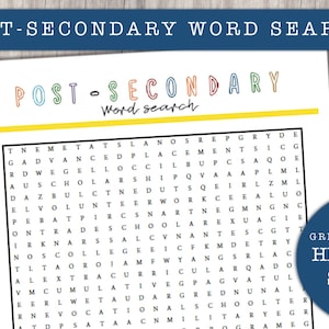 Printable Post-Secondary Word Search - Instant Download Game for College Access – Digital Download Word Search for Students PDF