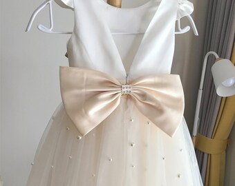 ivory and champagne flower girl dresses