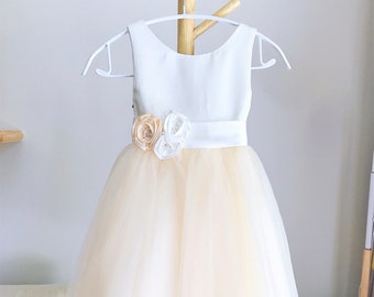 Tulle Flower Girl Dress: Flower Sash, First Communion